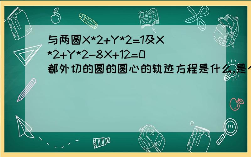 与两圆X*2+Y*2=1及X*2+Y*2-8X+12=0都外切的圆的圆心的轨迹方程是什么,是个什么图