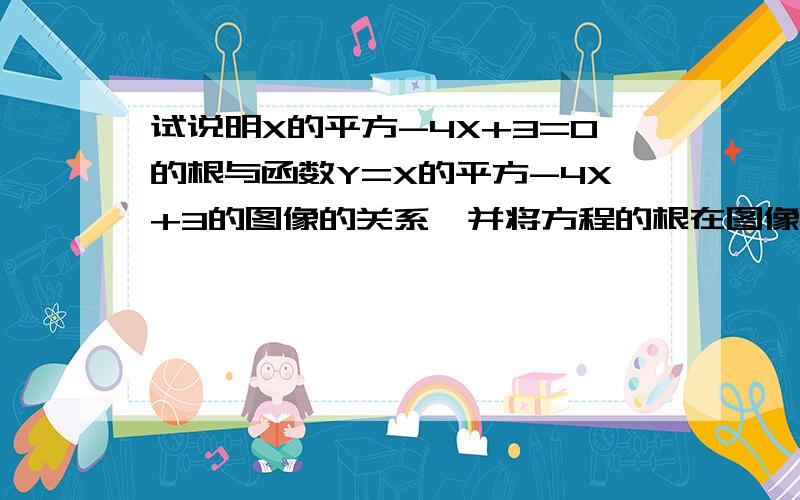 试说明X的平方-4X+3=0的根与函数Y=X的平方-4X+3的图像的关系,并将方程的根在图像上表示出来