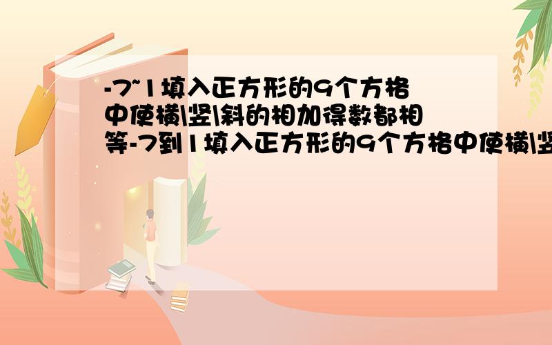 -7~1填入正方形的9个方格中使横\竖\斜的相加得数都相等-7到1填入正方形的9个方格中使横\竖\斜的相加得数都相等