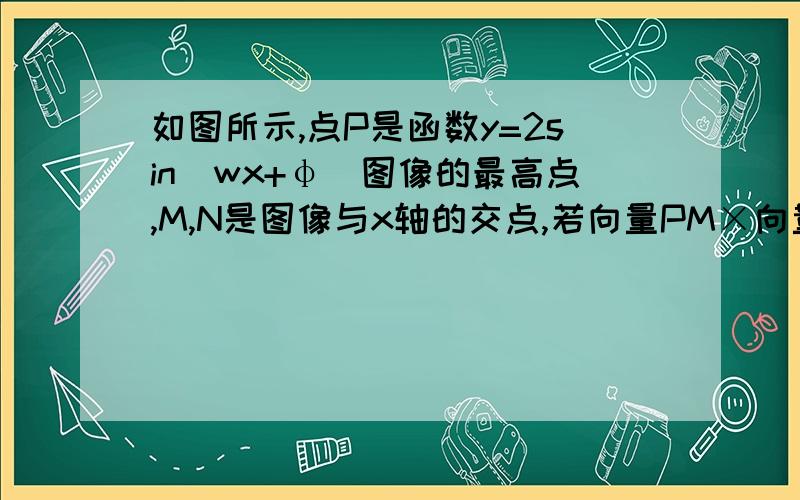 如图所示,点P是函数y=2sin（wx+φ)图像的最高点,M,N是图像与x轴的交点,若向量PM×向量PN=0,则ω等于