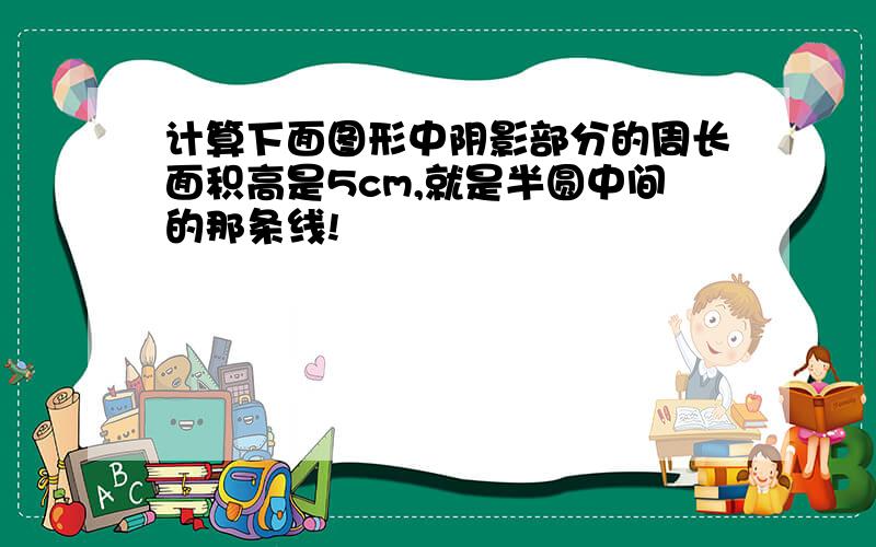 计算下面图形中阴影部分的周长面积高是5cm,就是半圆中间的那条线!