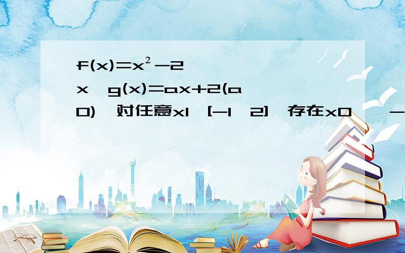 f(x)=x²-2x,g(x)=ax+2(a＞0),对任意x1∈[-1,2],存在x0∈【-1,2】,使g（x1）=f（x0）,求a的取值范围我的做法是任意先考虑,为何不对呢?