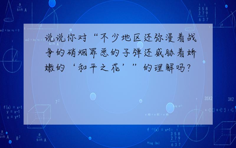 说说你对“不少地区还弥漫着战争的硝烟罪恶的子弹还威胁着娇嫩的‘和平之花’”的理解吗?