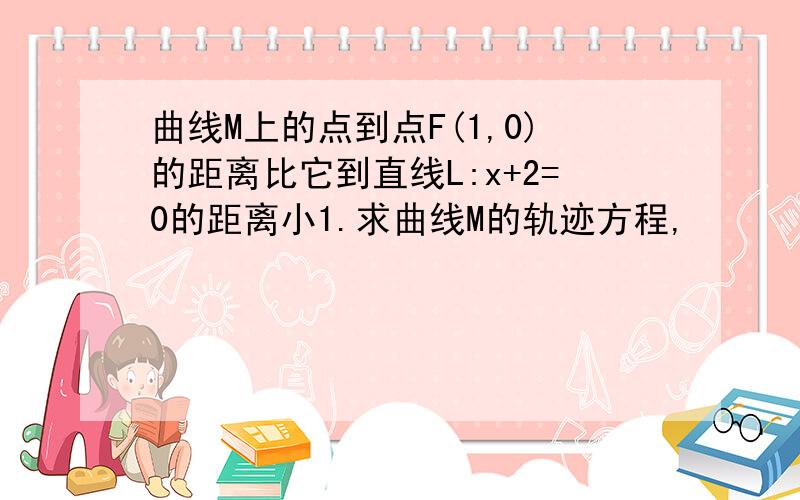 曲线M上的点到点F(1,0)的距离比它到直线L:x+2=0的距离小1.求曲线M的轨迹方程,