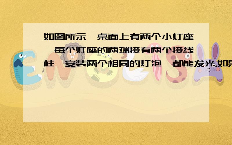 如图所示,桌面上有两个小灯座,每个灯座的两端接有两个接线柱,安装两个相同的灯泡,都能发光.如果给你一个电压表和若干导线,能否判断他们是串联的还是并联的?为什么?我不是只要答案,我