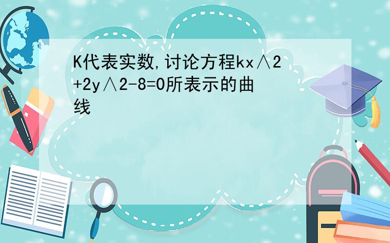 K代表实数,讨论方程kx∧2+2y∧2-8=0所表示的曲线