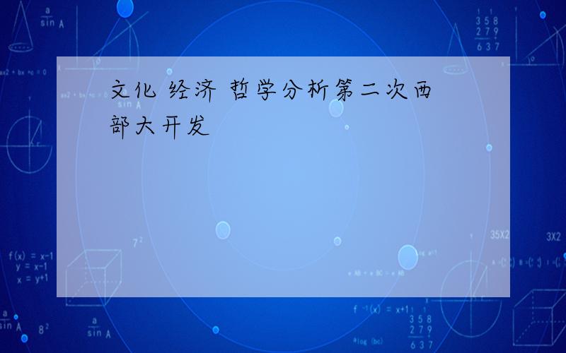 文化 经济 哲学分析第二次西部大开发