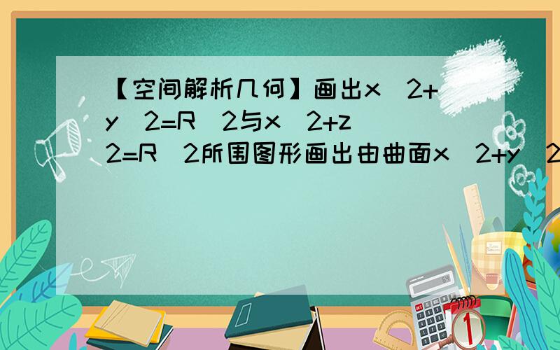 【空间解析几何】画出x^2+y^2=R^2与x^2+z^2=R^2所围图形画出由曲面x^2+y^2=R^2与x^2+z^2=R^2所围成的立体图形（只需要画第一卦限的部分）说明：是一道高等数学习题.这是由两个全等圆柱垂直相交形