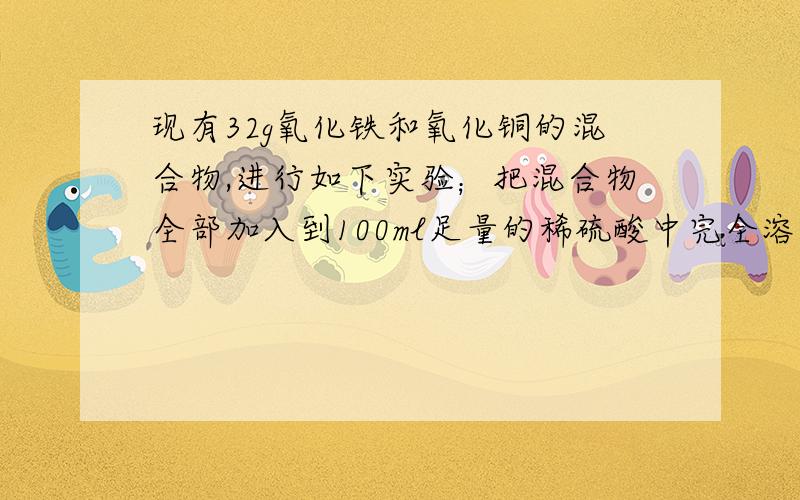 现有32g氧化铁和氧化铜的混合物,进行如下实验；把混合物全部加入到100ml足量的稀硫酸中完全溶解,然后滴加200ml的6mol/L NAOH溶液至沉淀质量不再改变.原硫酸的物质的量浓度为________.（这个题