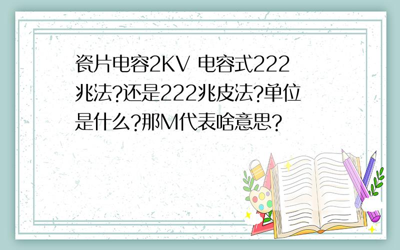 瓷片电容2KV 电容式222兆法?还是222兆皮法?单位是什么?那M代表啥意思?