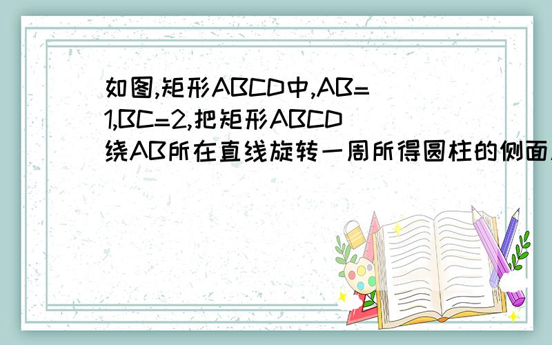 如图,矩形ABCD中,AB=1,BC=2,把矩形ABCD绕AB所在直线旋转一周所得圆柱的侧面积为A.10π          B。4π      C.2π           D.2答案是B，求过程