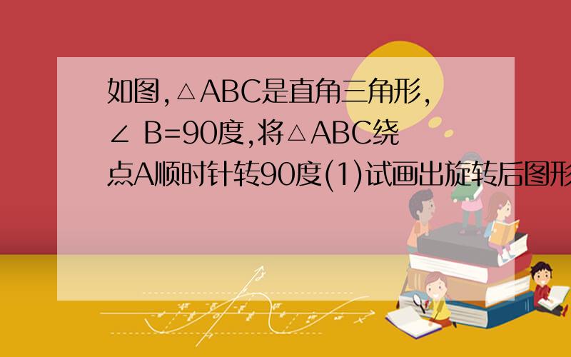 如图,△ABC是直角三角形,∠ B=90度,将△ABC绕点A顺时针转90度(1)试画出旋转后图形的△DCE,其中B与D是对应点（2）在画出的图形中,已知AB=6,BC=2,求BE的长重点解第二题!