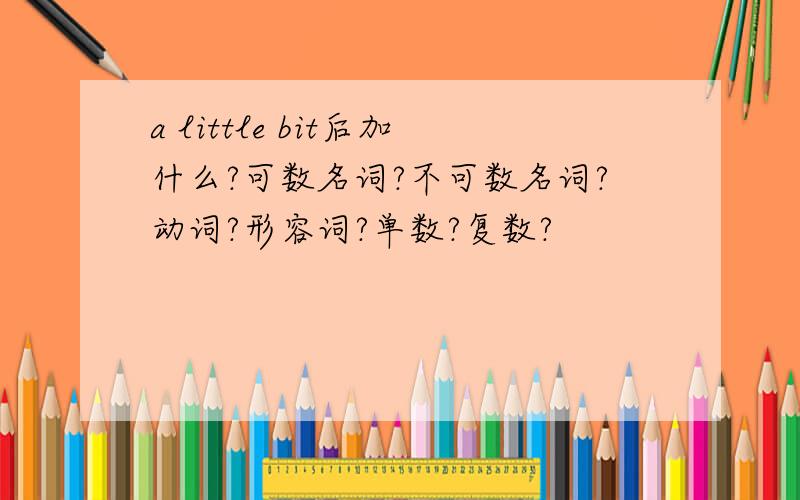 a little bit后加什么?可数名词?不可数名词?动词?形容词?单数?复数?