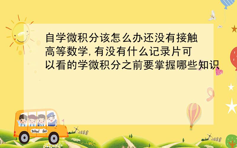 自学微积分该怎么办还没有接触高等数学,有没有什么记录片可以看的学微积分之前要掌握哪些知识