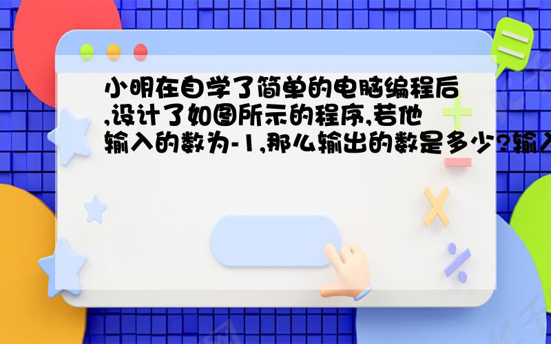 小明在自学了简单的电脑编程后,设计了如图所示的程序,若他输入的数为-1,那么输出的数是多少?输入― -3 ― ×8 ― ÷4 ― 绝对值大于或等于100 ― 输出