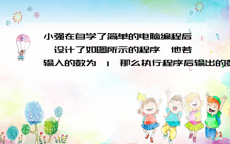 小强在自学了简单的电脑编程后,设计了如图所示的程序,他若输入的数为﹣1,那么执行程序后输出的数是多少?图：