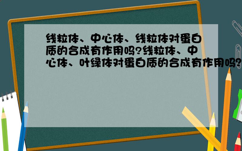 线粒体、中心体、线粒体对蛋白质的合成有作用吗?线粒体、中心体、叶绿体对蛋白质的合成有作用吗？回复1L：那叶绿体有用吗？