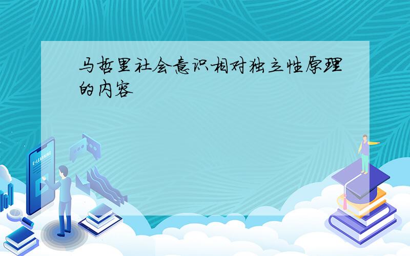 马哲里社会意识相对独立性原理的内容