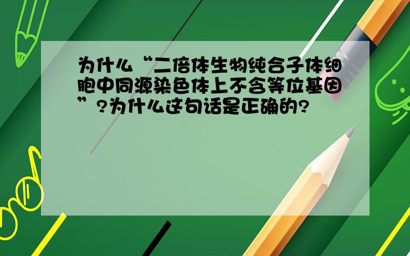 为什么“二倍体生物纯合子体细胞中同源染色体上不含等位基因”?为什么这句话是正确的?