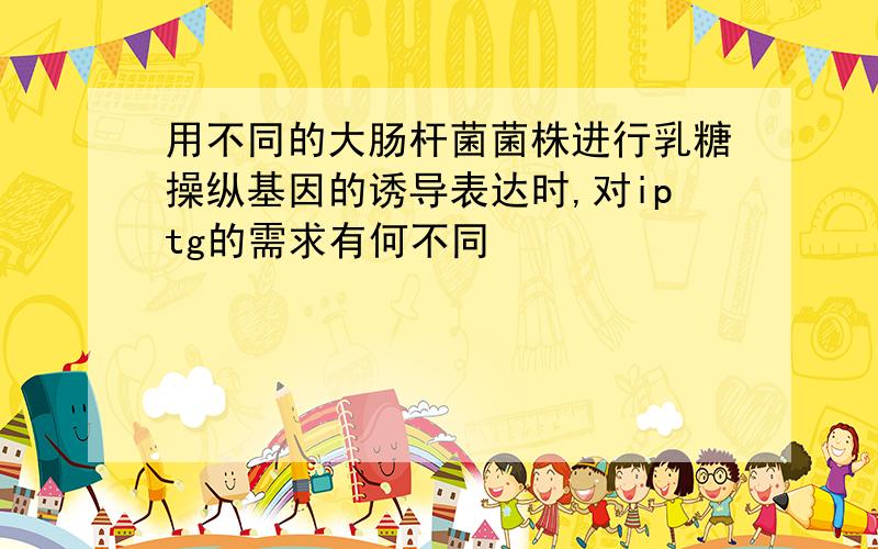 用不同的大肠杆菌菌株进行乳糖操纵基因的诱导表达时,对iptg的需求有何不同
