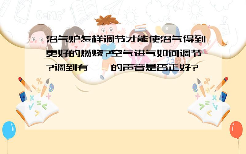 沼气炉怎样调节才能使沼气得到更好的燃烧?空气进气如何调节?调到有嗖嗖的声音是否正好?