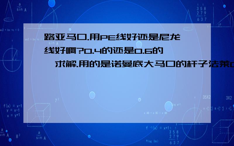 路亚马口.用PE线好还是尼龙线好啊?0.4的还是0.6的,求解.用的是诺曼底大马口的杆子法莱CQ1000的轮子.