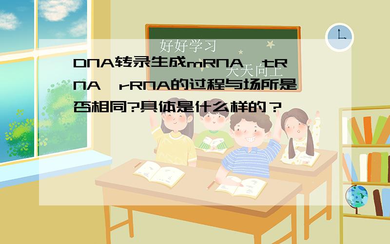 DNA转录生成mRNA,tRNA,rRNA的过程与场所是否相同?具体是什么样的？