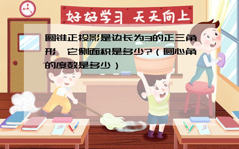 圆锥正投影是边长为3的正三角形,它侧面积是多少?（圆心角的度数是多少）