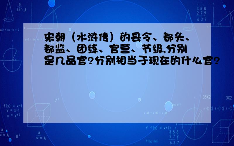 宋朝（水浒传）的县令、都头、都监、团练、官营、节级,分别是几品官?分别相当于现在的什么官?