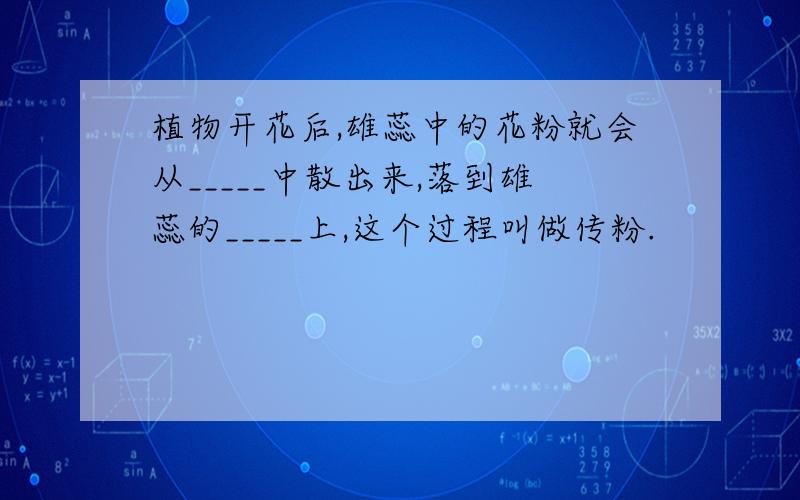 植物开花后,雄蕊中的花粉就会从_____中散出来,落到雄蕊的_____上,这个过程叫做传粉.