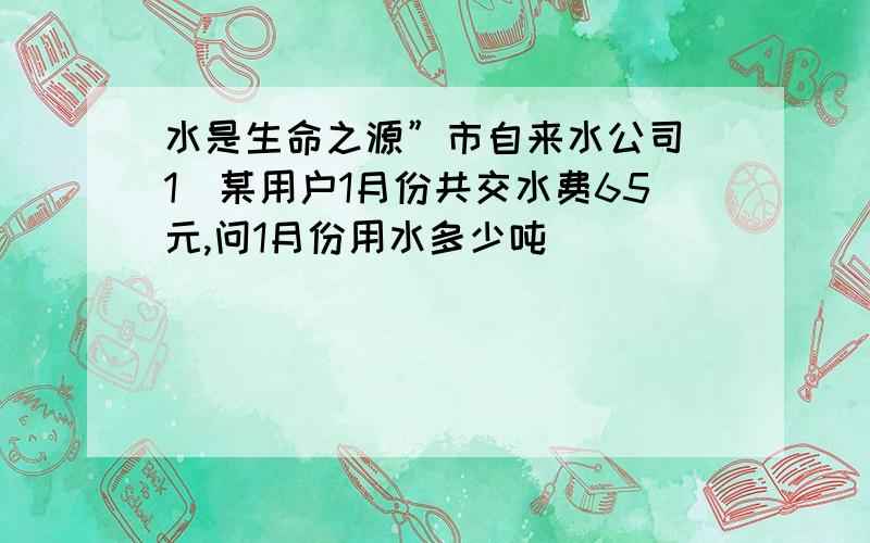 水是生命之源”市自来水公司(1)某用户1月份共交水费65元,问1月份用水多少吨