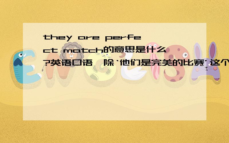 they are perfect match的意思是什么?英语口语,除‘他们是完美的比赛’这个意思