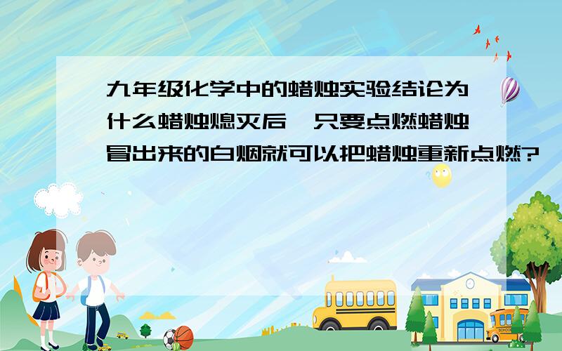 九年级化学中的蜡烛实验结论为什么蜡烛熄灭后,只要点燃蜡烛冒出来的白烟就可以把蜡烛重新点燃?