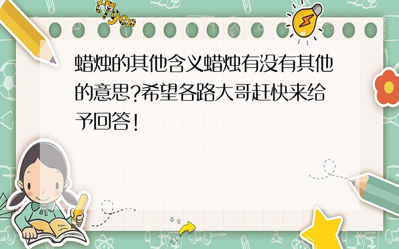 蜡烛的其他含义蜡烛有没有其他的意思?希望各路大哥赶快来给予回答!