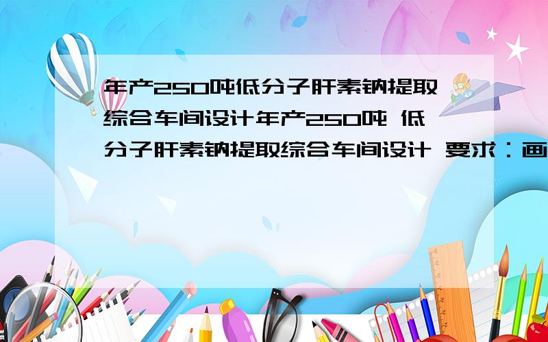 年产250吨低分子肝素钠提取综合车间设计年产250吨 低分子肝素钠提取综合车间设计 要求：画出车间草图,有必要的文字说明,比如发酵罐的容量各主要仪器及各功能车间分布.如果回答比较好