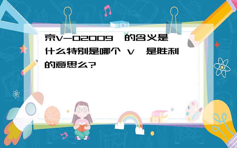 京V-02009  的含义是什么特别是哪个 V  是胜利的意思么?