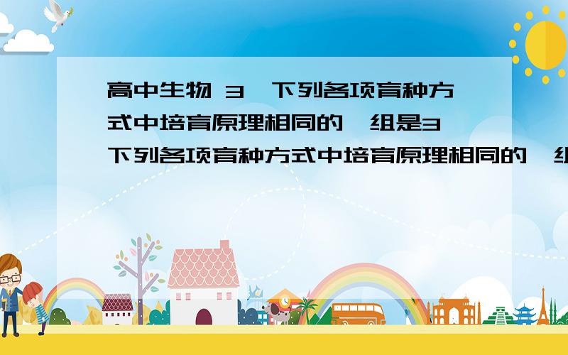 高中生物 3、下列各项育种方式中培育原理相同的一组是3、下列各项育种方式中培育原理相同的一组是 (请回答每项的原理各是什么!)  A．太空椒与抗虫棉      B．无子番茄和“番茄—马铃薯