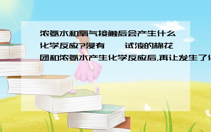 浓氨水和氧气接触后会产生什么化学反应?浸有酚酞试液的棉花团和浓氨水产生化学反应后，再让发生了化学反应后的棉花团置于氧气瓶中一段时间再泡入浓氨水中，再置于氧气瓶中，会发生