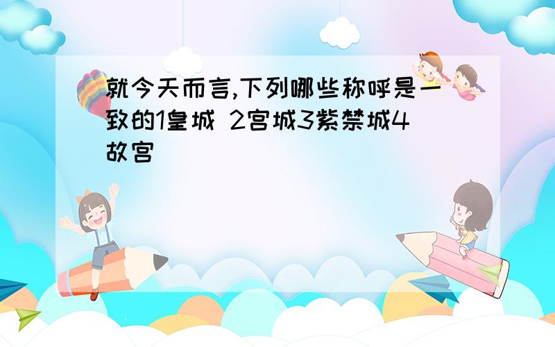 就今天而言,下列哪些称呼是一致的1皇城 2宫城3紫禁城4故宫