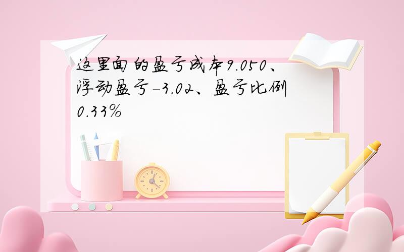 这里面的盈亏成本9.050、浮动盈亏-3.02、盈亏比例0.33%