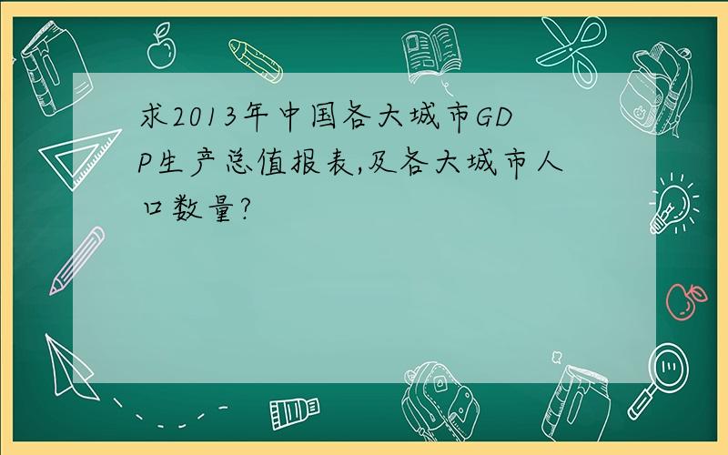 求2013年中国各大城市GDP生产总值报表,及各大城市人口数量?