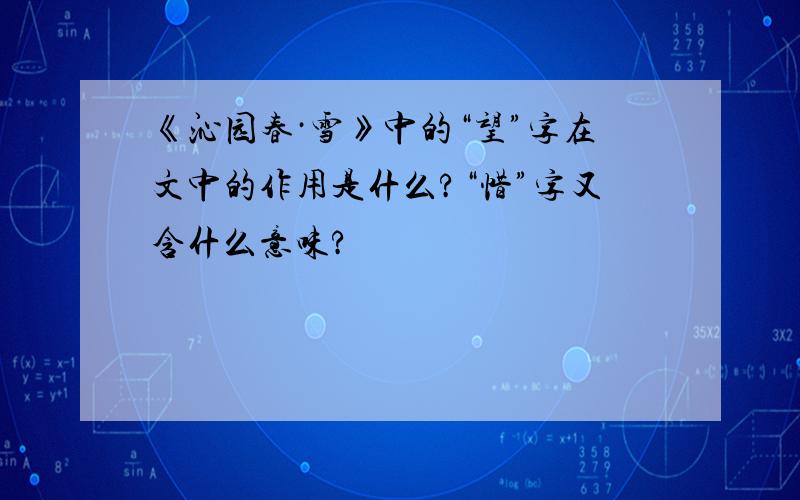 《沁园春·雪》中的“望”字在文中的作用是什么?“惜”字又含什么意味?