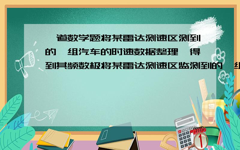 一道数学题将某雷达测速区测到的一组汽车的时速数据整理,得到其频数极将某雷达测速区监测到的一组汽车的时速数据整理,得到其频数及频率如下表（未完成）：数据段 频数 频率30～40 10 0