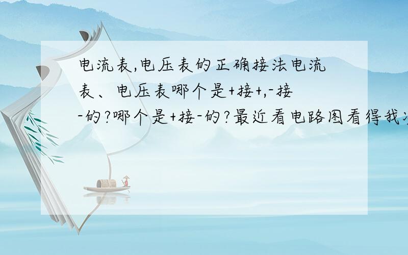 电流表,电压表的正确接法电流表、电压表哪个是+接+,-接-的?哪个是+接-的?最近看电路图看得我凌乱了,有时候电流表+接+是正确的,有时候又+接-是正确的