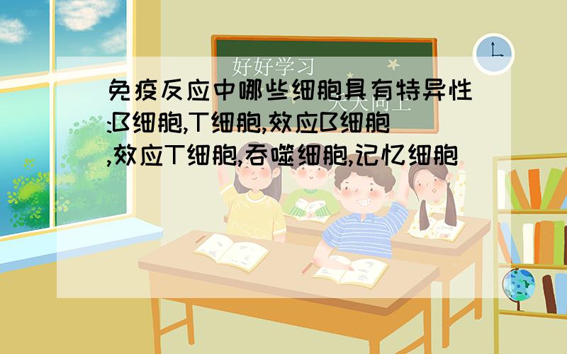 免疫反应中哪些细胞具有特异性:B细胞,T细胞,效应B细胞,效应T细胞,吞噬细胞,记忆细胞