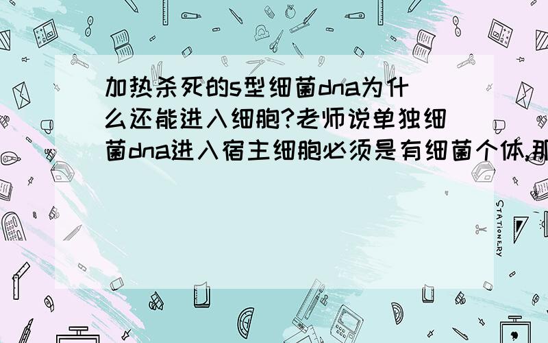 加热杀死的s型细菌dna为什么还能进入细胞?老师说单独细菌dna进入宿主细胞必须是有细菌个体,那么r型活细菌和加热杀死的s型细菌混合注射小鼠,s型的dna为什么还能作用使其亡