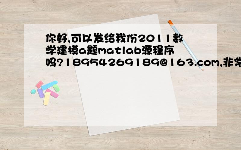 你好,可以发给我份2011数学建模a题matlab源程序吗?18954269189@163.com,非常感谢