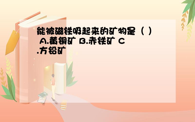 能被磁铁吸起来的矿物是（ ） A.黄铜矿 B.赤铁矿 C.方铅矿