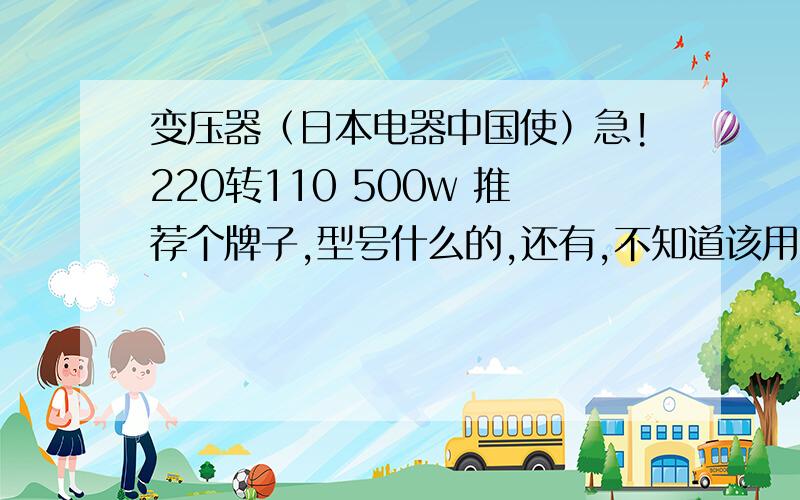 变压器（日本电器中国使）急!220转110 500w 推荐个牌子,型号什么的,还有,不知道该用变压器还是稳压器?