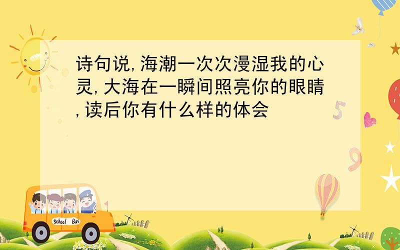 诗句说,海潮一次次漫湿我的心灵,大海在一瞬间照亮你的眼睛,读后你有什么样的体会